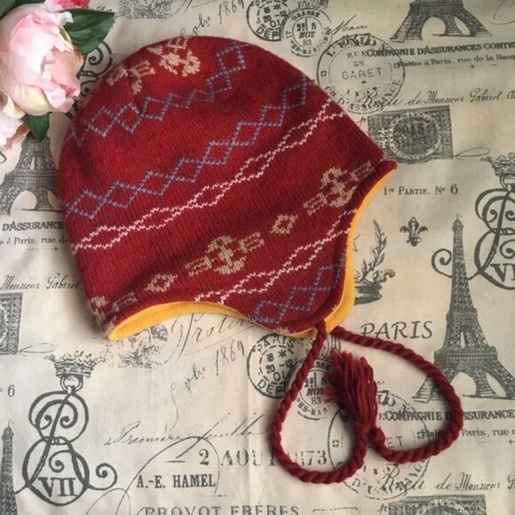 Fila Unisex Red Wool-Blend Earflap Beanie - Picture 1 of 7